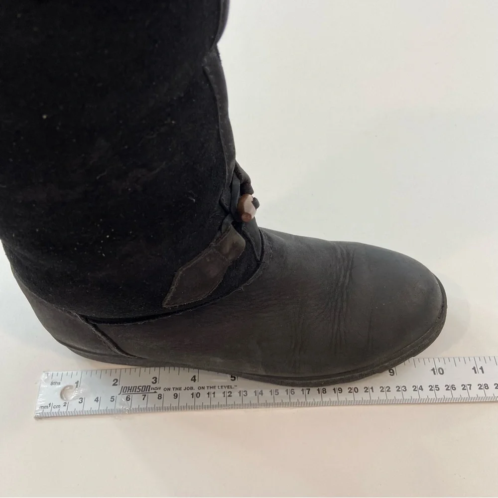 Sorel Women Black Leather Shearling Lined Snow Winter Boots Size 8 - Picture 14 of 16